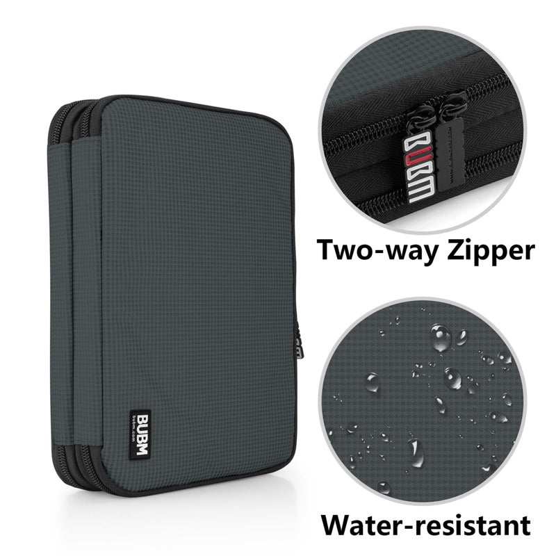 BUBM Double Layer Electronic Accessories Organizer, Travel Gear Bag for Cables, USB Flash Drive, Plug and More, Perfect Size Fits for iPad mini (Medium, Gray) - Image 5